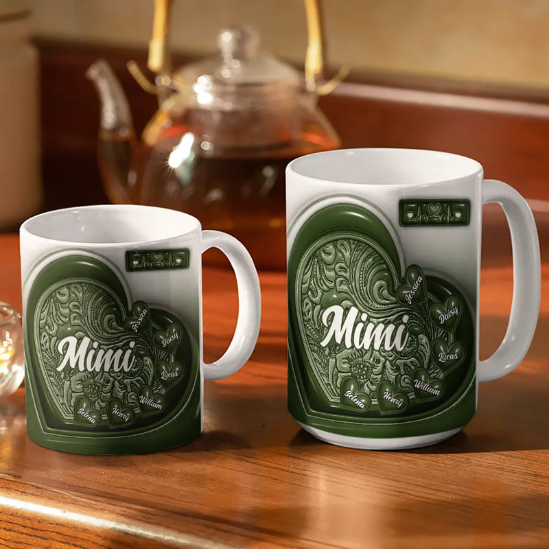 Gift For Grandma,Love - Grandma Little Sweethearts 3D Inflated Effect Printed Mug, Personalized White Edge-to-Edge Mug