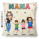 Grandma, Grandkids, Gift For Grandma, Gift For Wife, Gift For Mother - Nana Grandma Mom Kid - Personalized Pillow
