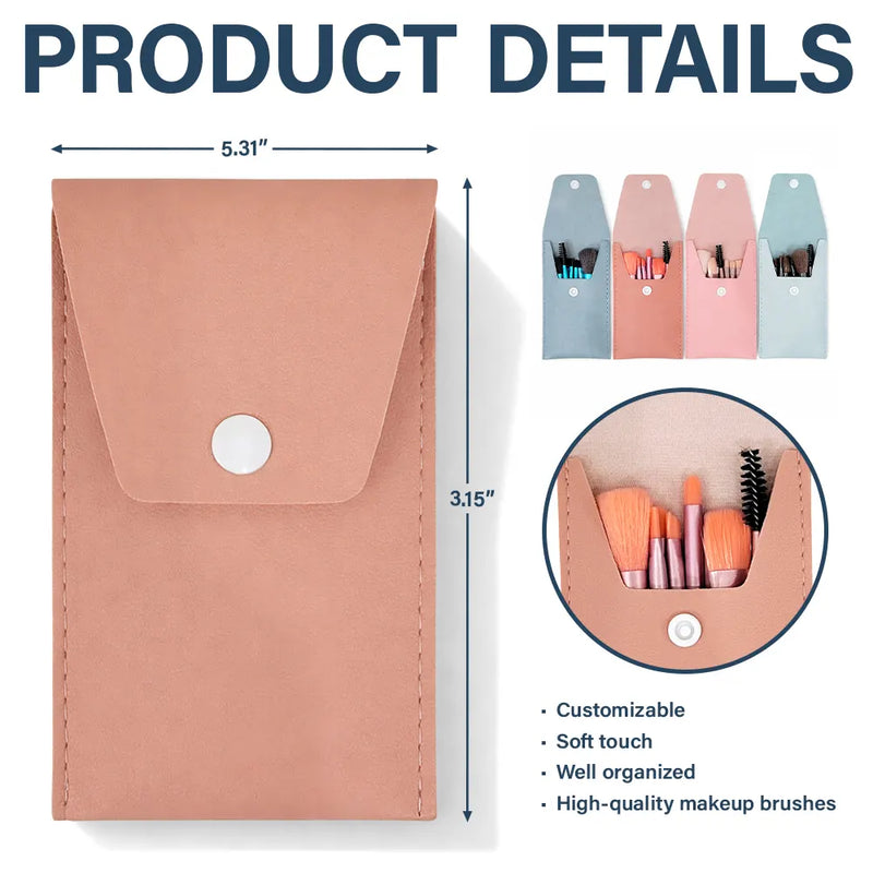 Gift For Yourself,Gift For Women,Gift For Mother,Happy - Birth Month Flower & Name - Personalized Makeup Brush Bag Set