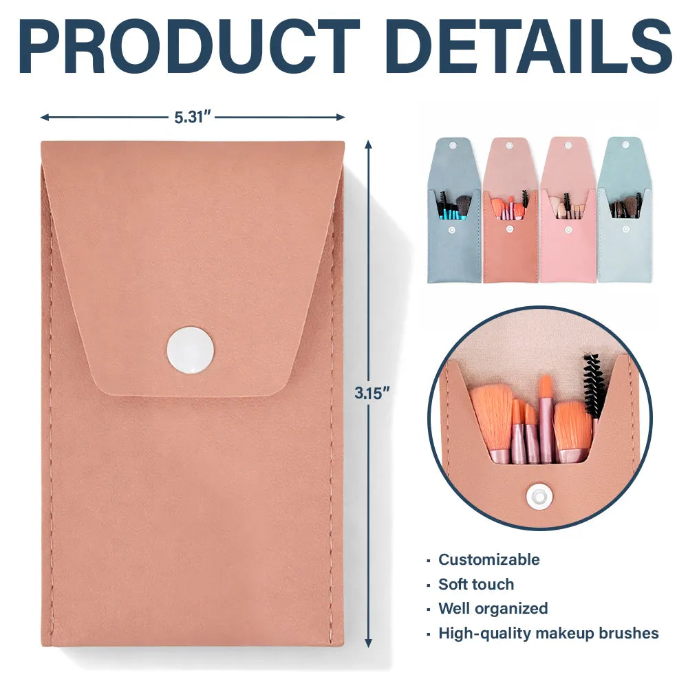 Gift For Yourself,Gift For Women,Gift For Mother,Happy - Birth Month Flower Filed & Name - Personalized Makeup Brush Bag Set