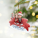 Happy,Cat Couple,Christmas - You And Me And The Cats Couch - Personalized Custom Shaped Acrylic Ornament