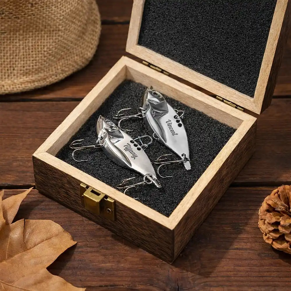 Fishing,Gift For Husband,Gift For Couples,Gift For Wife,Gift For Boyfriend,Gift For Girlfriend,Love - You And Me We Got This - Personalized Metal Fish Lure Set