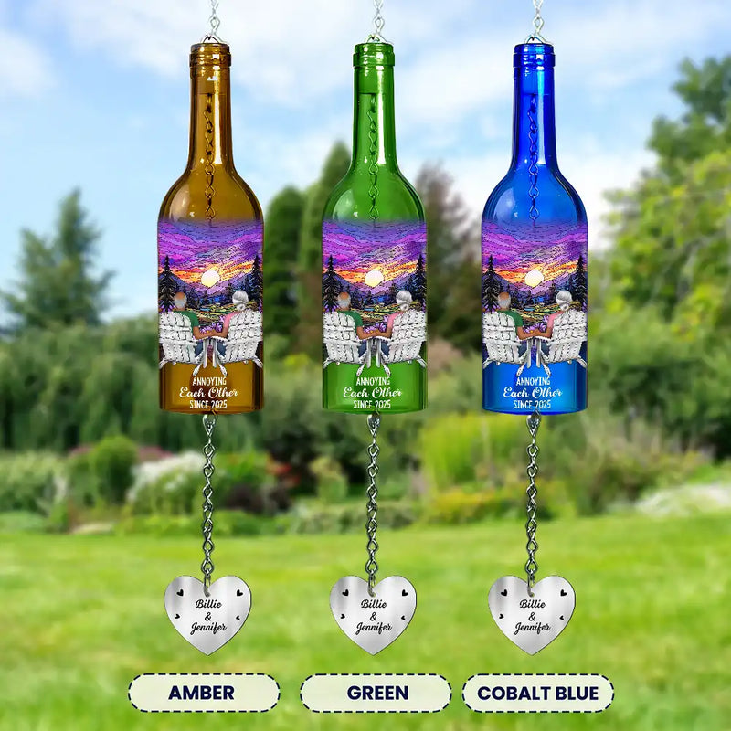 Gift For Couples,Gift For Husband,Gift For Wife,Gift For Boyfriend,Gift For Girlfriend,Love - You And Me We Got This - Personalized Wine Bottle Wind Chime