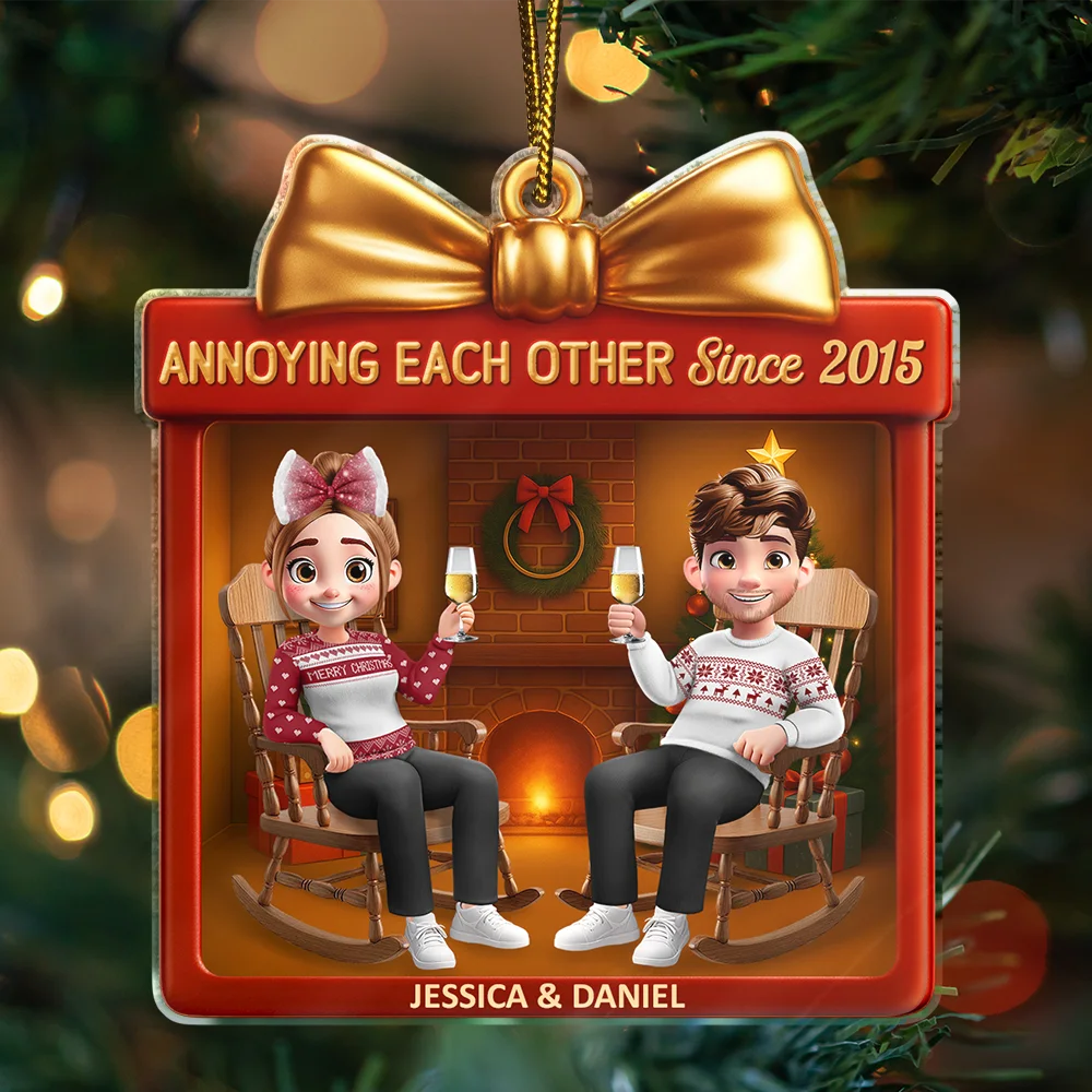 Gift For Couples,Old Couples,Gift For Husband,Gift For Wife,Gift For Boyfriend,Gift For Girlfriend,Love,Christmas - You And Me We Got This 3D Effect Couple - Personalized Custom Shaped Acrylic Ornament