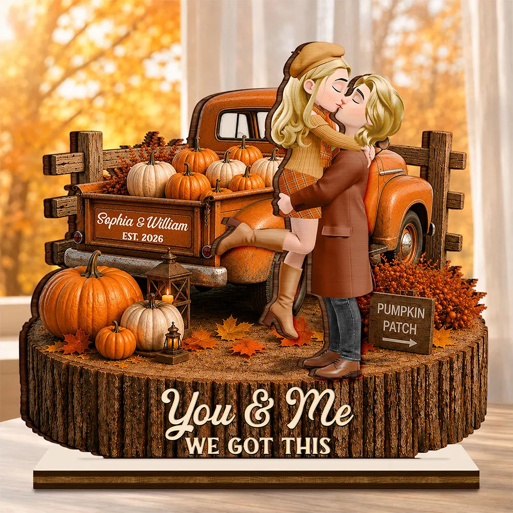 Indoor Decor, Romantic, Gift For Couples, Vector - You And Me We Got This Autumn Couple - Personalized Custom Shaped Wooden Plaque