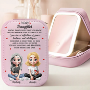 Gift For Daughter,Mom,Daughters (Adult),Love - You Are A Reflection Of Grace - Personalized Makeup Box With LED Mirror