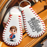 Baseball, Gift For Grandkids, Happy - You Are Chosen Christian Baseball - Personalized Leather Baseball Keychain