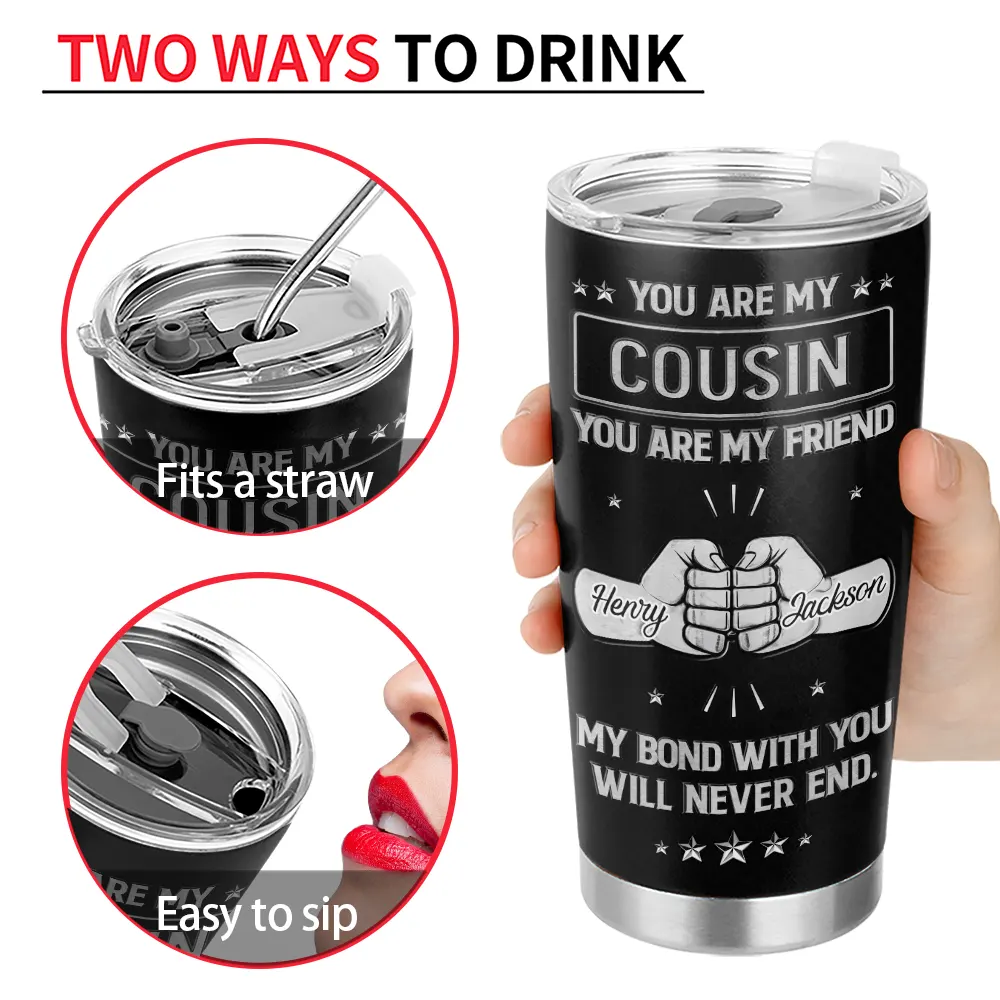 Gift For Brothers, Cousin, Happy, Gift For Men, Gift For Father - You Are My Brother My Friend 3D Effect - Personalized Tumbler
