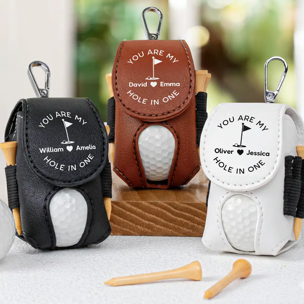 Golf,Gift For Husband, Gift For Couples, Gift For Boyfriend, Gift For Men - You Are My Hole In One - Personalized Leather Golf Ball Holder