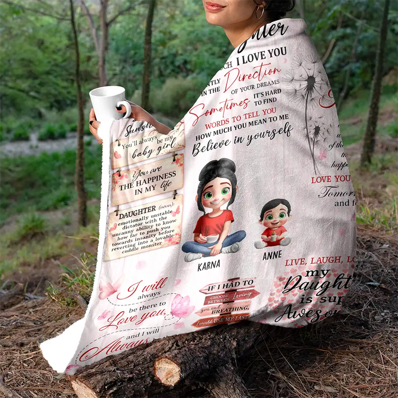 Gift For Daughter,Love - You Are The Happiness In My Life - Personalized Fleece Blanket, Sherpa Blanket