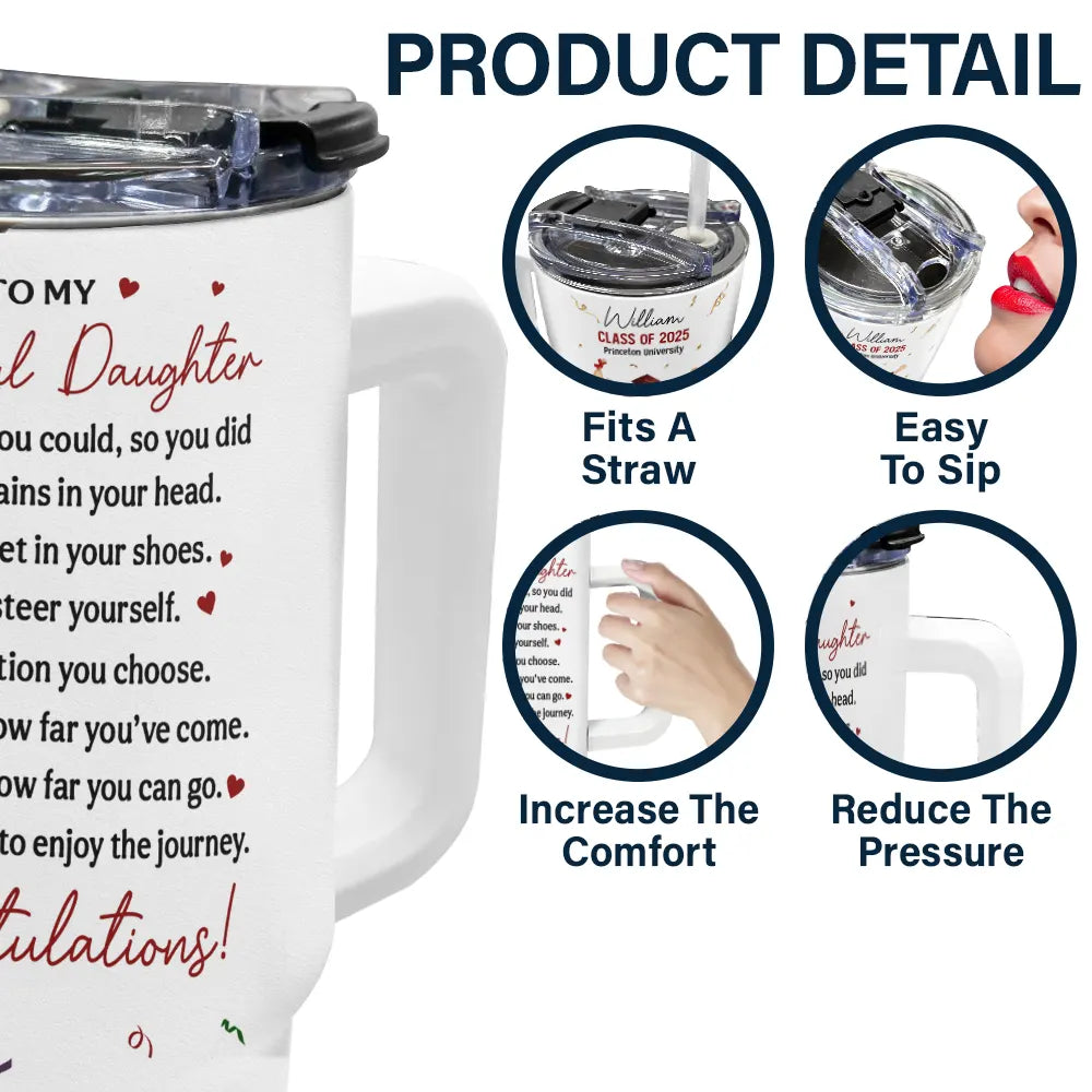 Graduation,Happy,Dad - Daughters (Adult),Mom - Daughters (Adult),Love - You Believed You Could So You Did - Personalized 40oz Tumbler With Straw