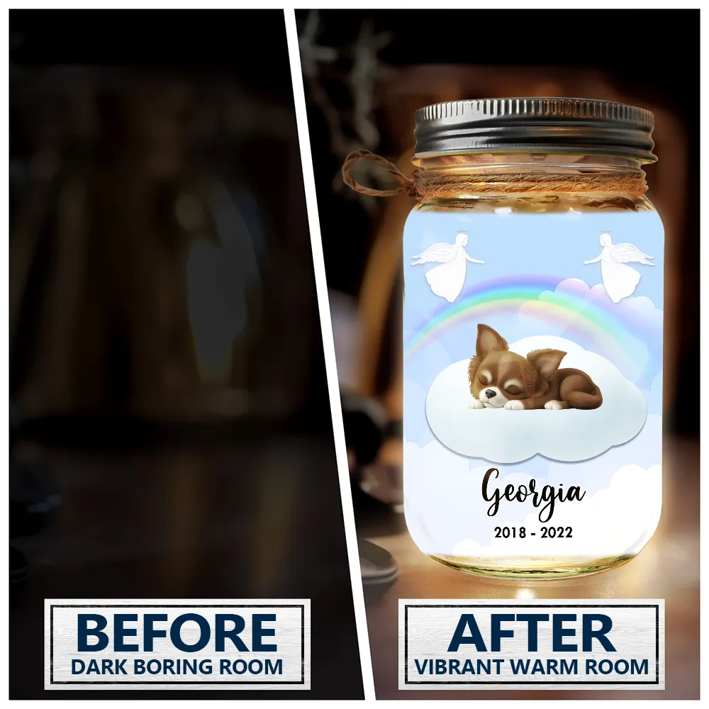 Dog Lovers,Dog Mom,Dog Dad,Memorial,Christmas,Sad - You Have Left My Life But You Will Never Leave My Heart - Personalized Mason Jar Light