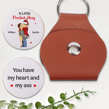 You Have My Heart Couple - Personalized Leather Pocket Hug