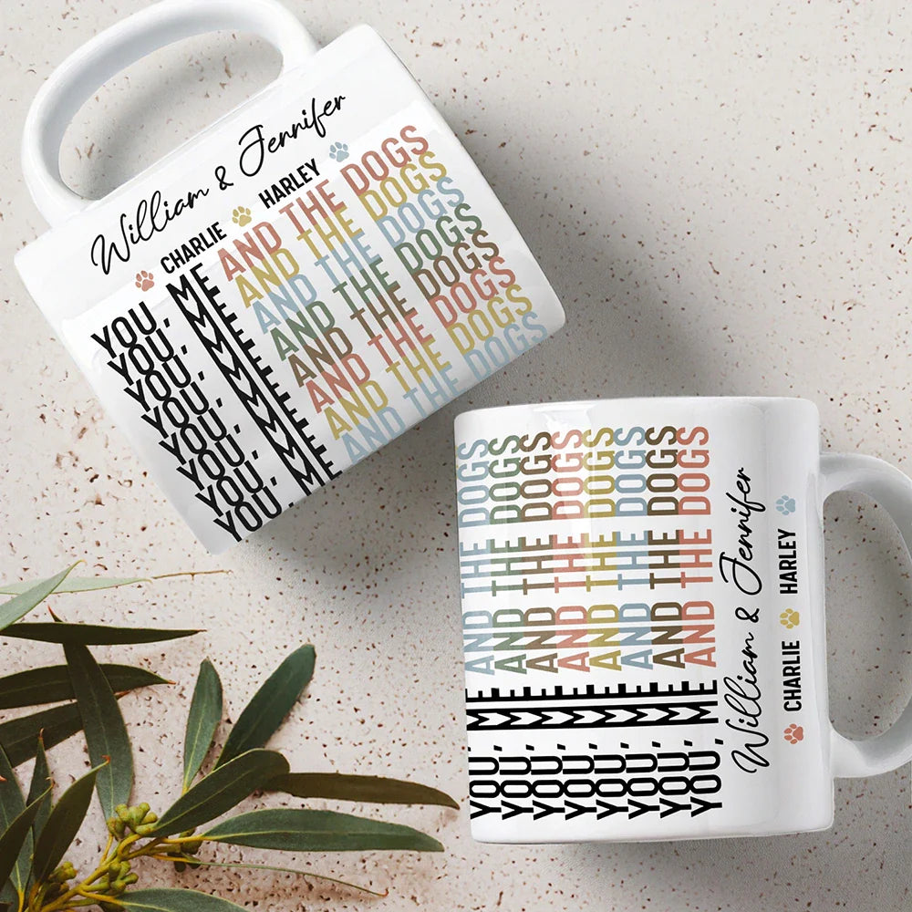 Dog Lovers,Dog Couple,Cat Lovers,Cat Couple,Pet Lovers,Pet Couple - You Me And The Dog Cat Hidden Message - Personalized Mug