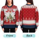 Christmas, Cat Lovers, Cat Couple, Happy - You & Me And The Cat 3D Effect Couple - Personalized Unisex Ugly Sweater