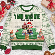 Pet Lovers,Pet Couple,Cat Lovers,Dog Lovers,Happy - You & Me And The Dogs 3D Effect - Personalized Unisex Ugly Sweater