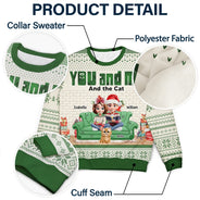 Pet Lovers,Pet Couple,Cat Lovers,Dog Lovers,Happy - You & Me And The Dogs 3D Effect - Personalized Unisex Ugly Sweater