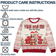 Pet Lovers,Pet Couple,Cat Lovers,Dog Lovers,Happy - You & Me And The Dogs 3D Effect - Personalized Unisex Ugly Sweater