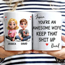 Gift For Couples,Gift For Husband,Gift For Wife,Gift For Boyfriend,Gift For Girlfriend,Happy - You're An Awesome Wife - Personalized Mug