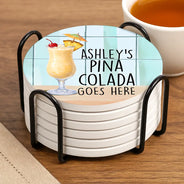 Gift For Mother,Gift For Daughter,Gift For Sisters,Funny - Your Drink Here Mother Daughter Sister - Personalized Ceramic Coaster