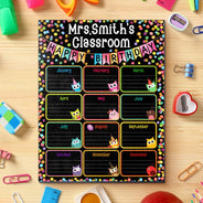 Teacher,Happy - Teacher Classroom Cute Birthday Month Board - Personalized School Sign