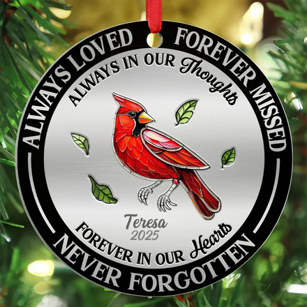 Memorial Always Loved Never Forgotten Gemstone Effect - Personalized Metal Ornament