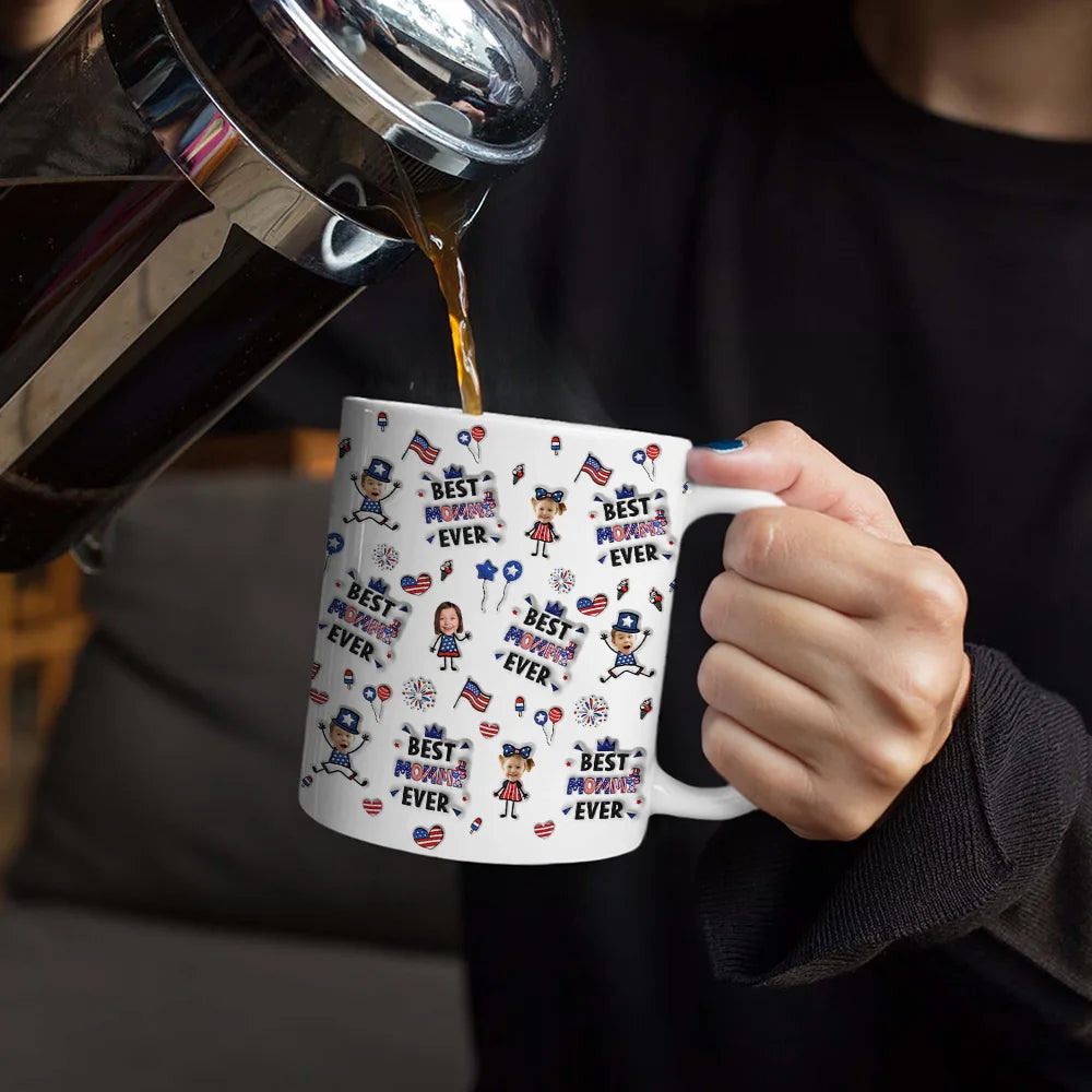 Gift For Father,Gift For Mother,Gift For Grandpa,Gift For Grandma,Stick Figure,Happy,Icon,Humorous - US Stick Figures Face Cut Best Dad Mom Mama Papa Ever - Personalized White Edge-to-Edge Mug