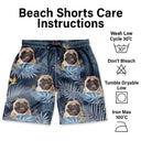 Custom Photo Funny Family Pet Face Tropical Leaf - Funny Gift For Pet Lovers, Dog Mom, Cat Mom, Dog Dad, Cat Dad - Personalized Unisex Beach Shorts