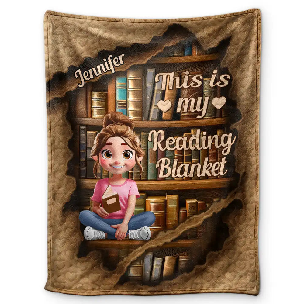 Reading Ripping Effect Girl This Is My Reading Blanket - Personalized Fleece Blanket, Sherpa Blanket